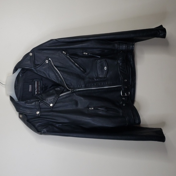 WILSONS LEATHER HEAVY WEIGHT MOTORCYCLE BLACK JACKET BIKER MEN SIZE XXL - Picture 1 of 10